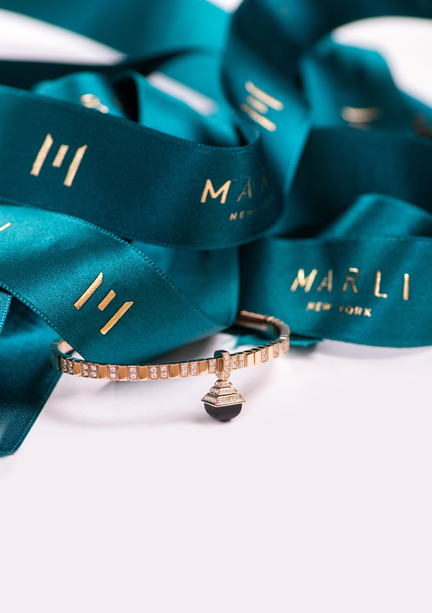 Marli Cleo Rose Gold Bangle with Black Onyx Charm