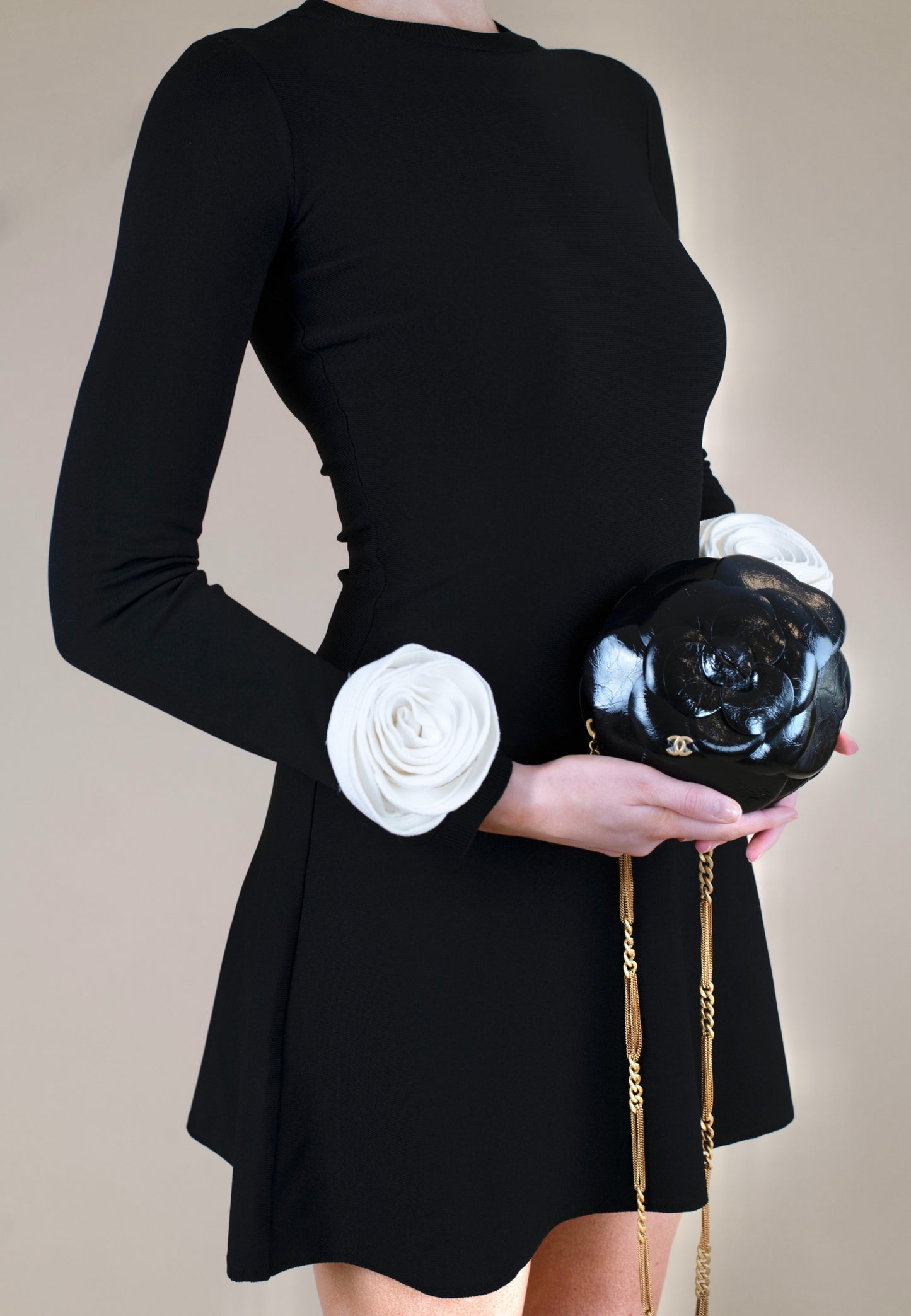 Chanel Black Rose Evening Bag
