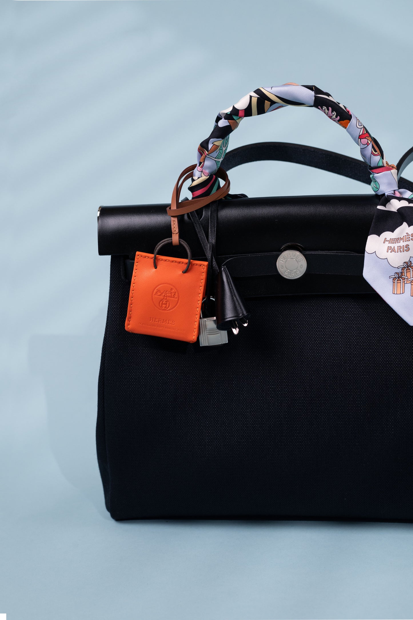 Hermès Herbag 31 Black with Charm & Twilly