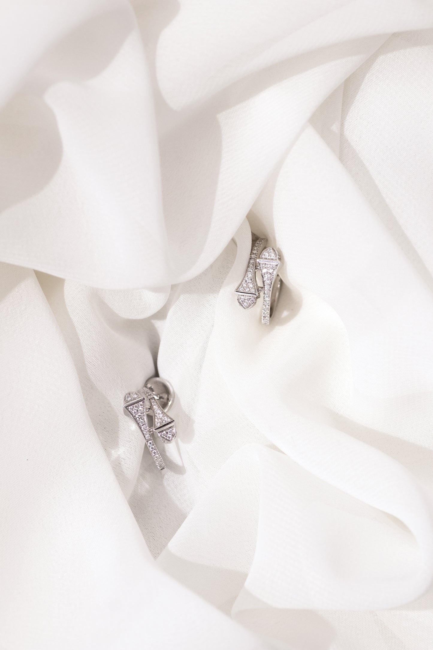Marli Cleo White Gold Diamond Small Hoop Earrings