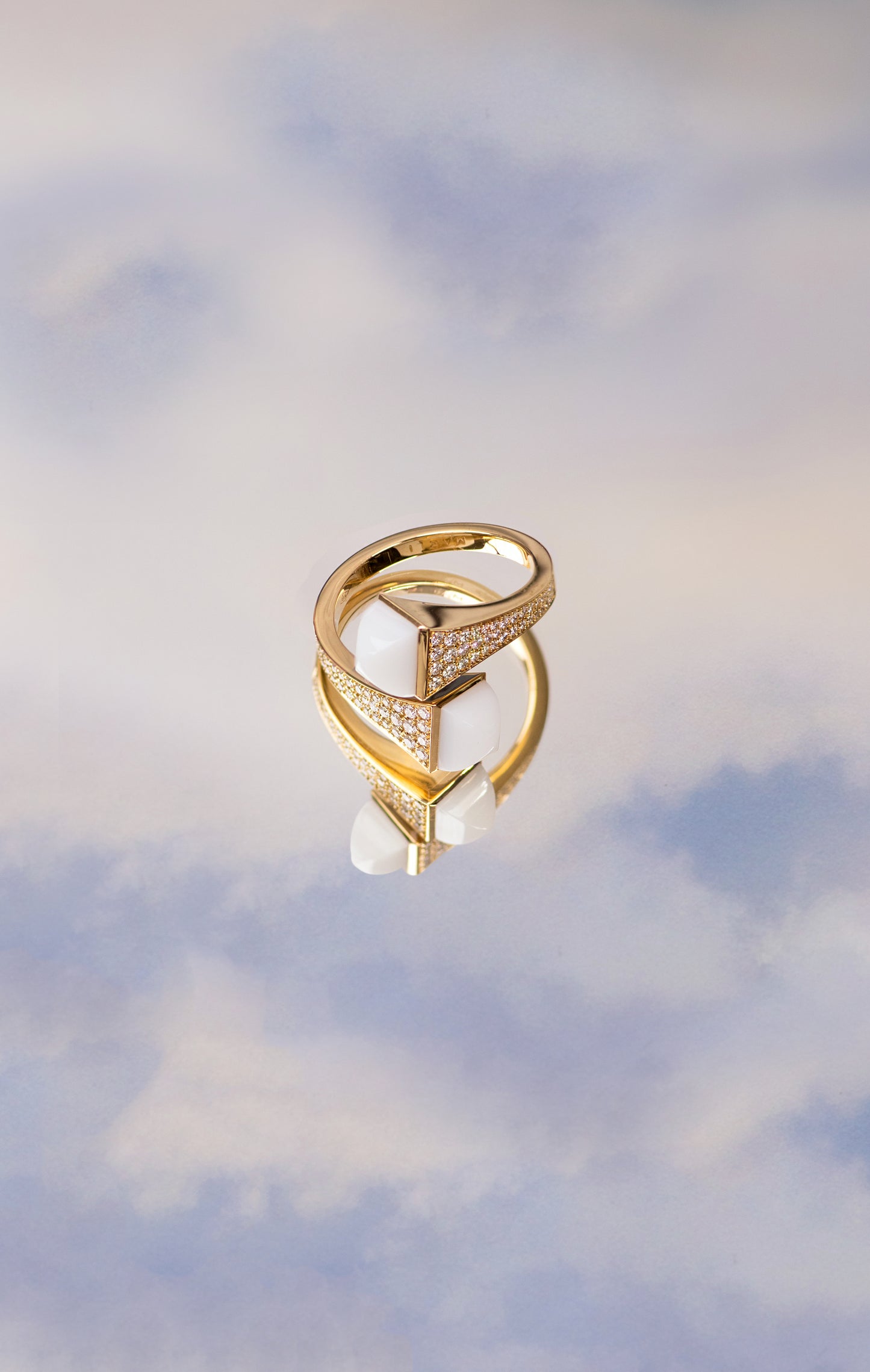 Marli Cleo Yellow Gold White Agate Ring