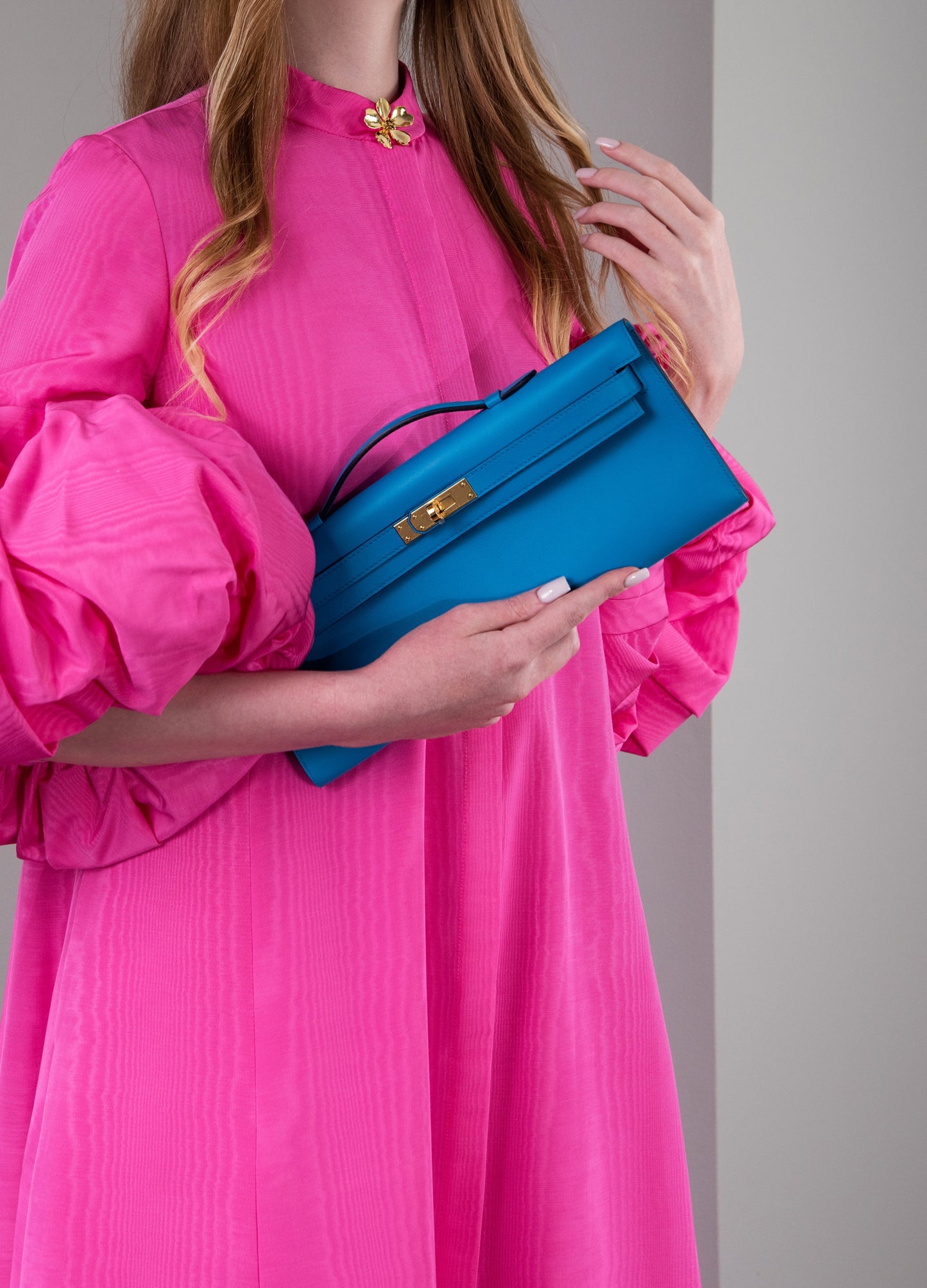 Hermès Kelly Cut in Blue Frida GHW