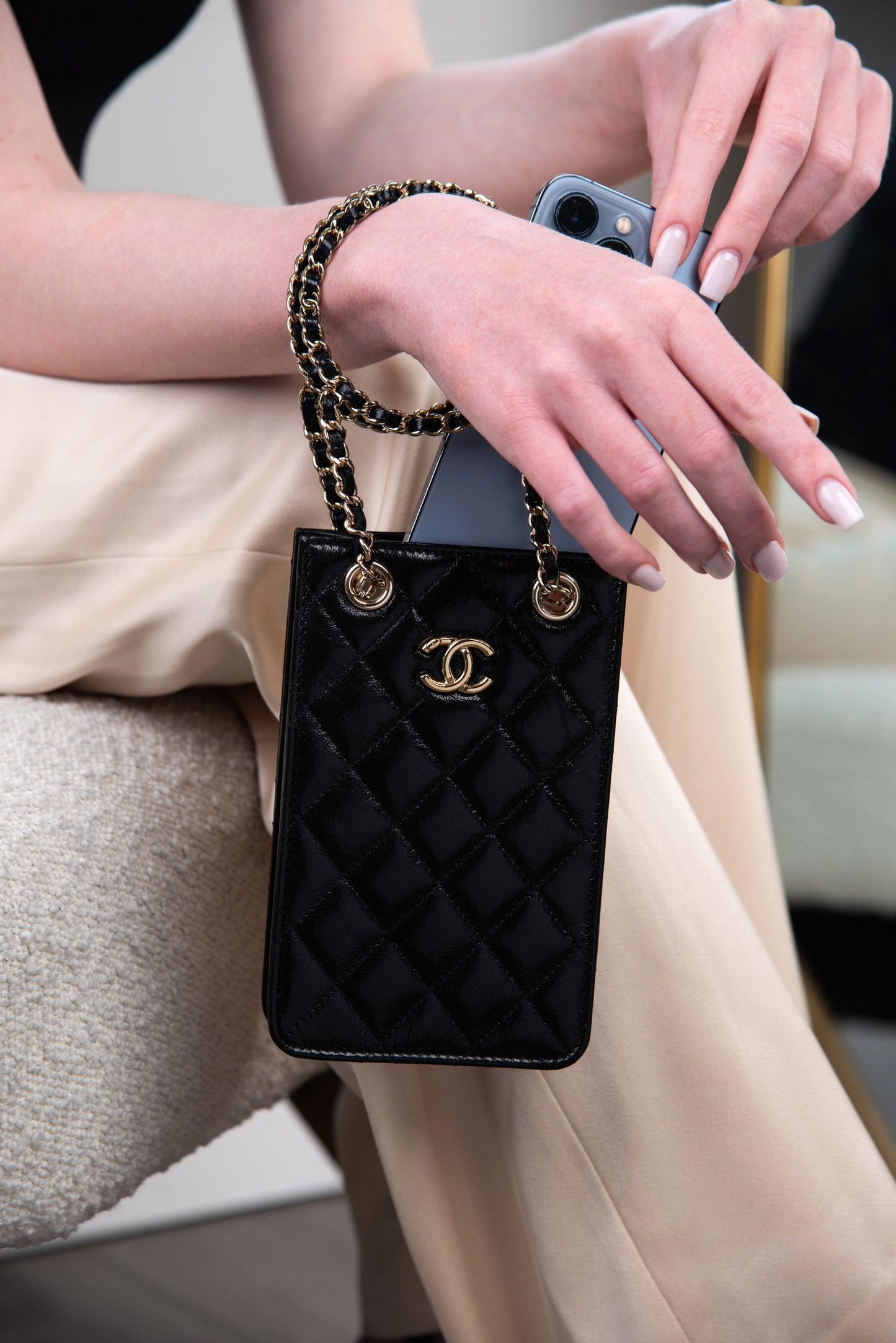 Chanel Top Handle Phone Clutch