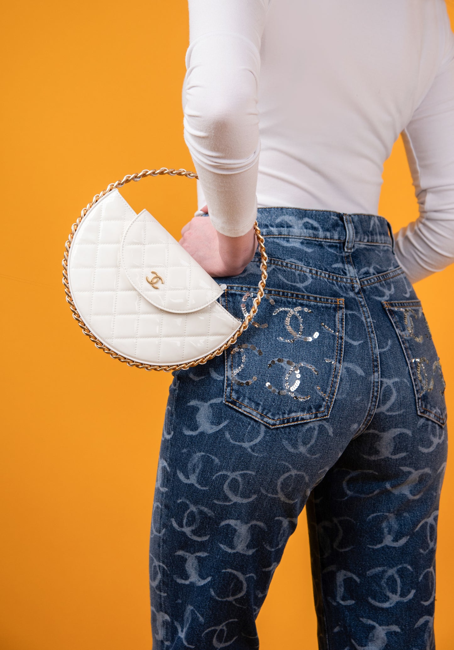 Chanel White Bangle Chain Bag