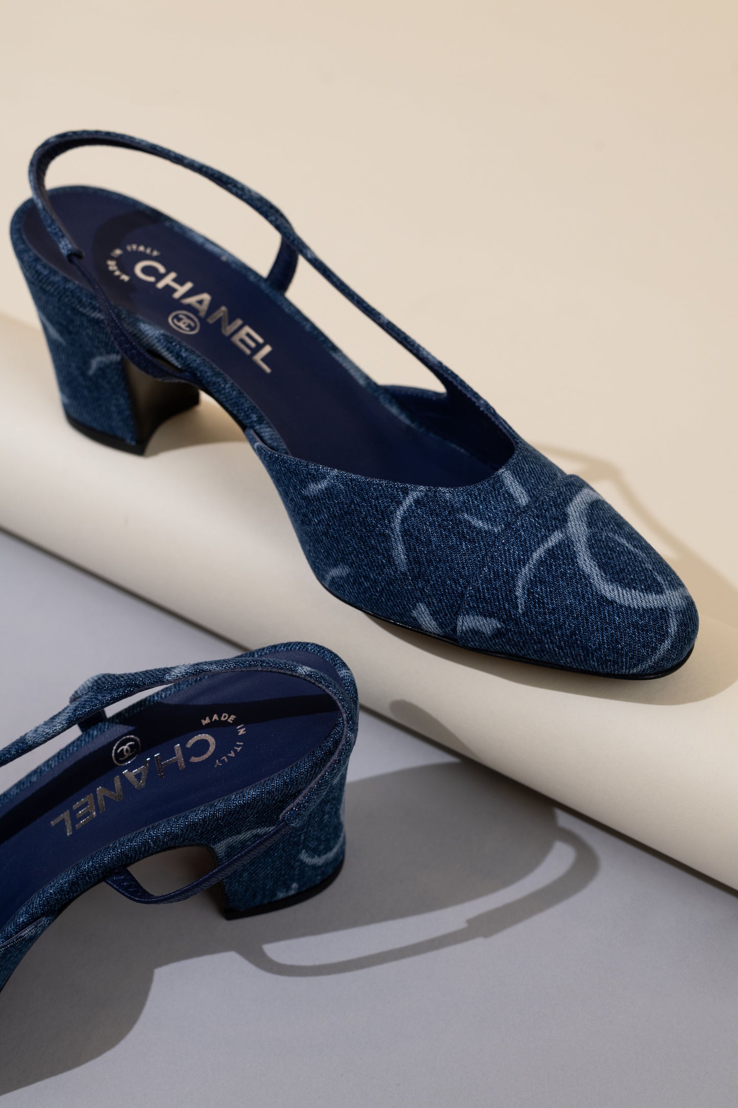 Chanel Denim CC Slingbacks
