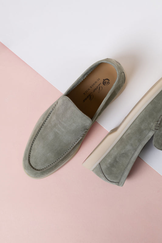 Loro Piana Suede Summer Loafers in Powder Tea