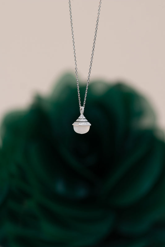 Marli Cleo Rev Full Diamond Pendant Moon Stone