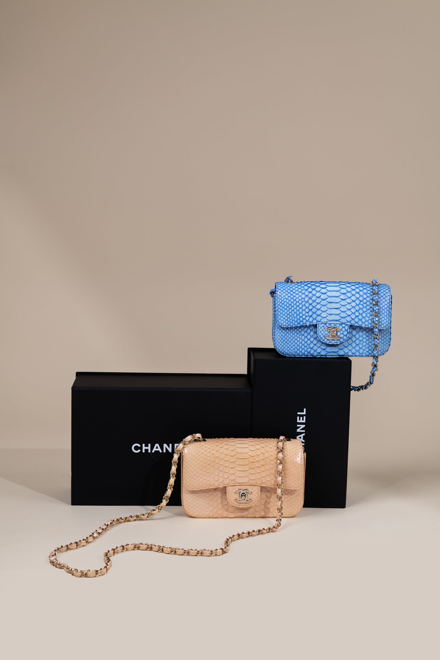 Chanel Mini Python Flap Bag in Blue Iridescent