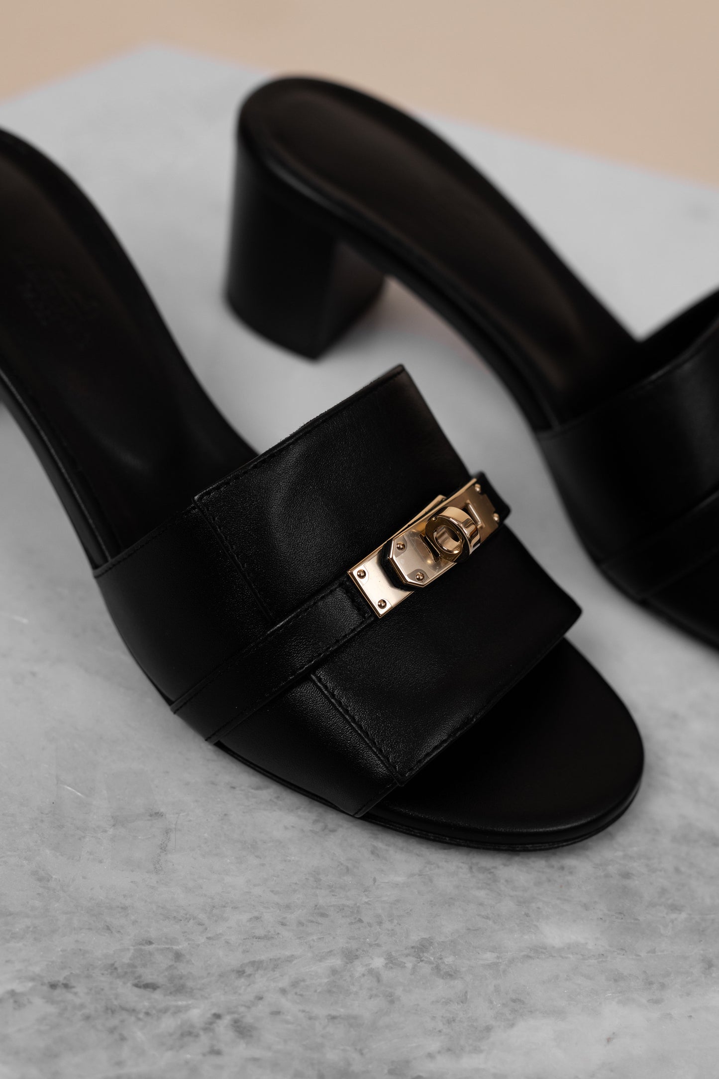 Hermès Black Gigi 50 Sandals PBHW