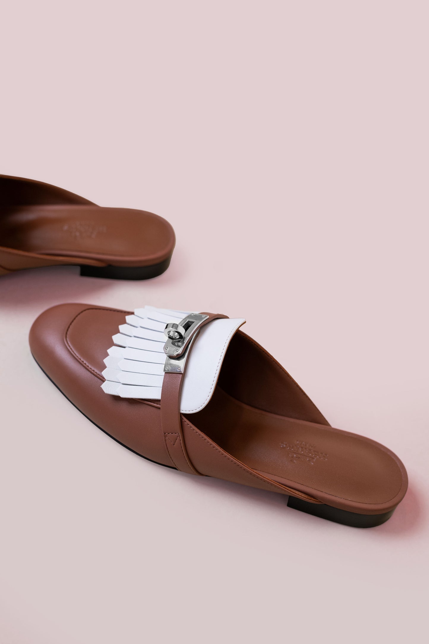 Hermès Oz Mule in Gold/White PHW