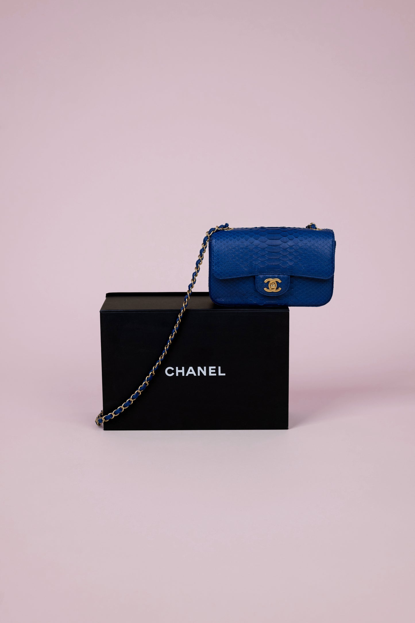 Chanel Mini Python Flap Bag in Royal Blue