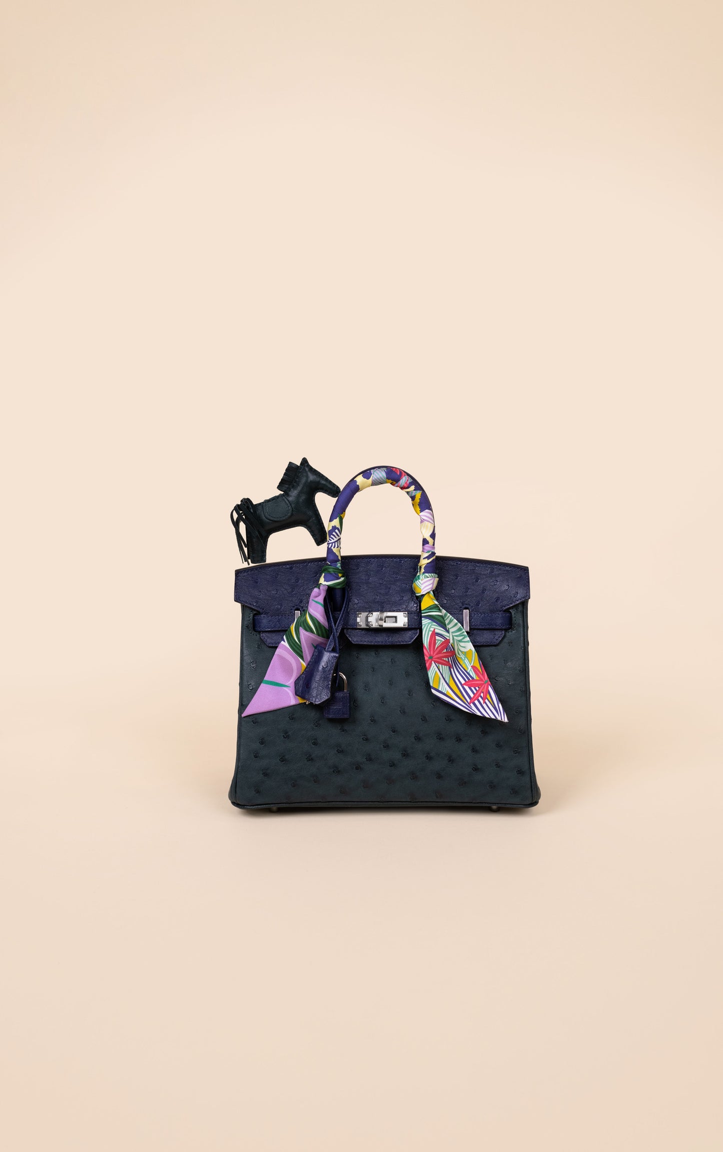 Hermès Birkin 25 Ostrich in Vert Cypress/Blue Iris PHW