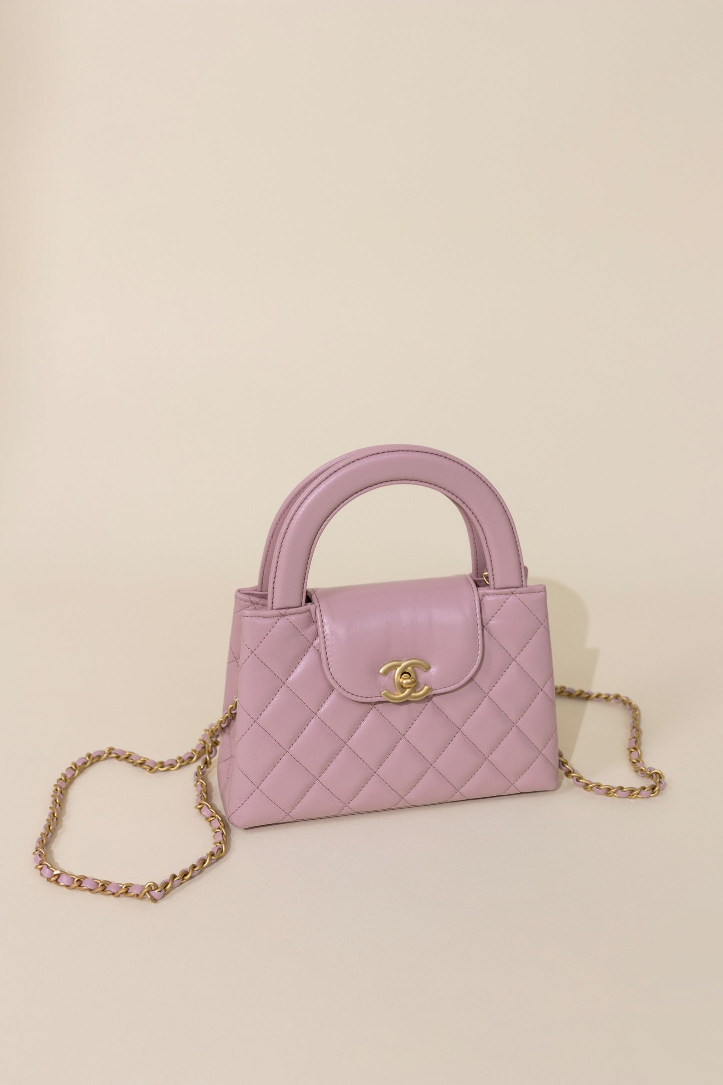 Chanel Top Handle Bag in Light Pink with Pink CC Cardigan