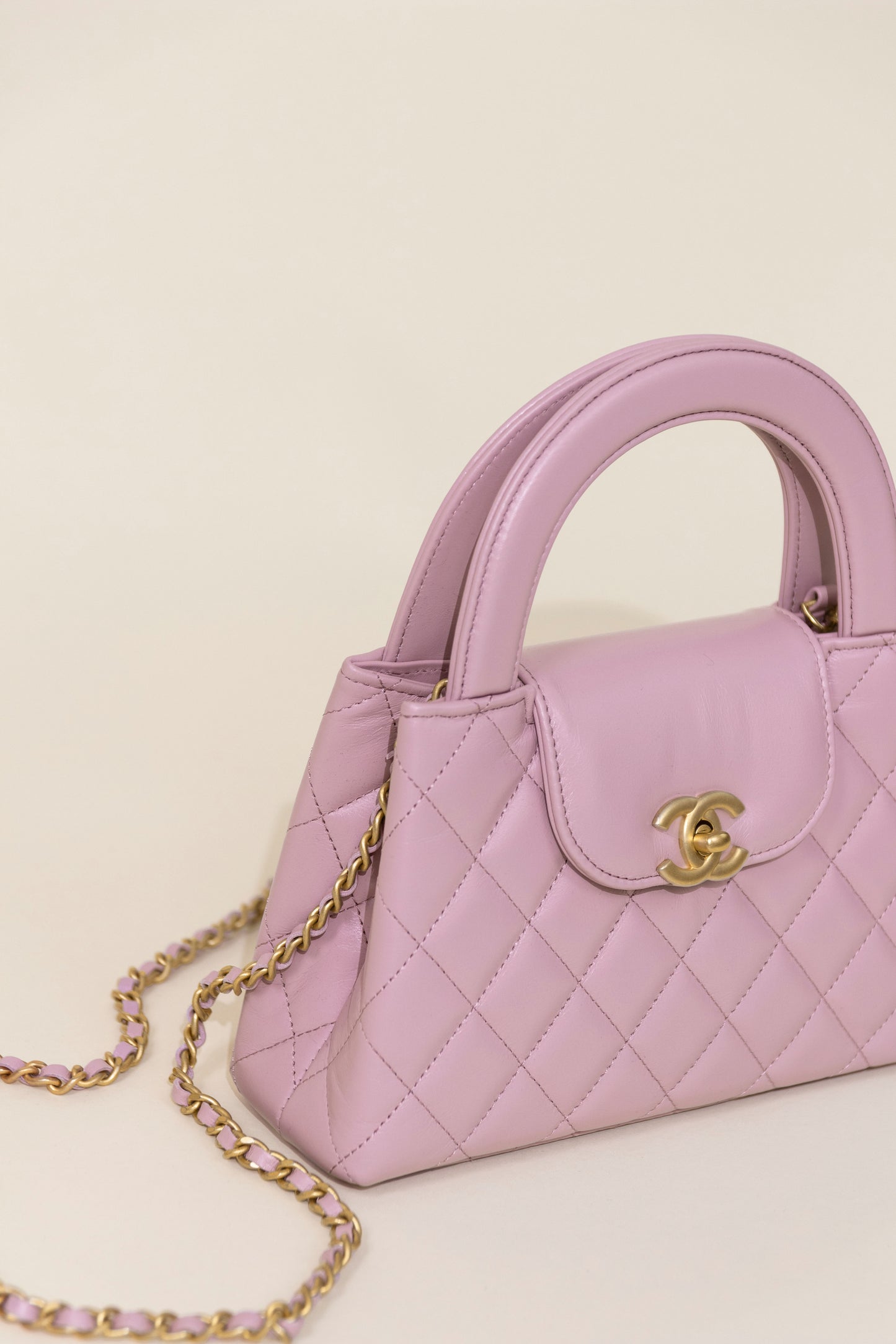 Chanel Top Handle Bag in Light Pink with Pink CC Cardigan