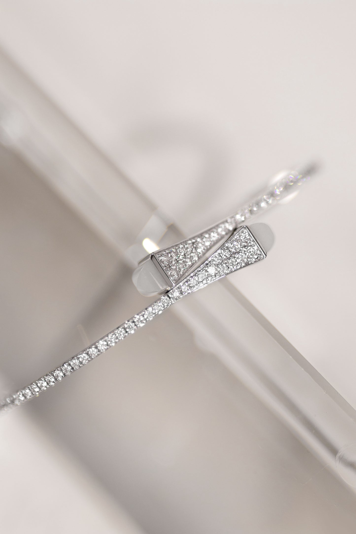 Marli Cleo White Gold Diamond Bangles in Blue Chalcedony, Pink Quartzite, & Moonstone