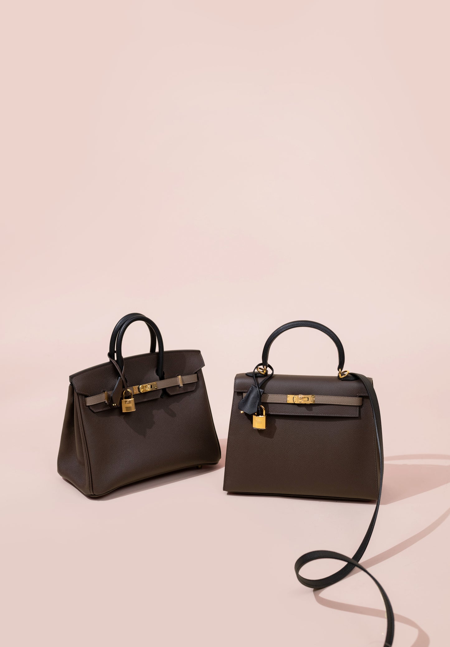 Hermès Birkin 25 & Kelly 25 Tricolor Ecorce/Etoupe/Black GHW
