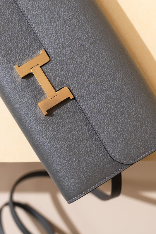 Hermès Constance To Go Wallet in Gris Meyer GHW