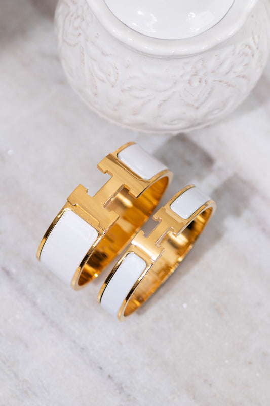 Hermès Clic H Bracelets in White/Gold
