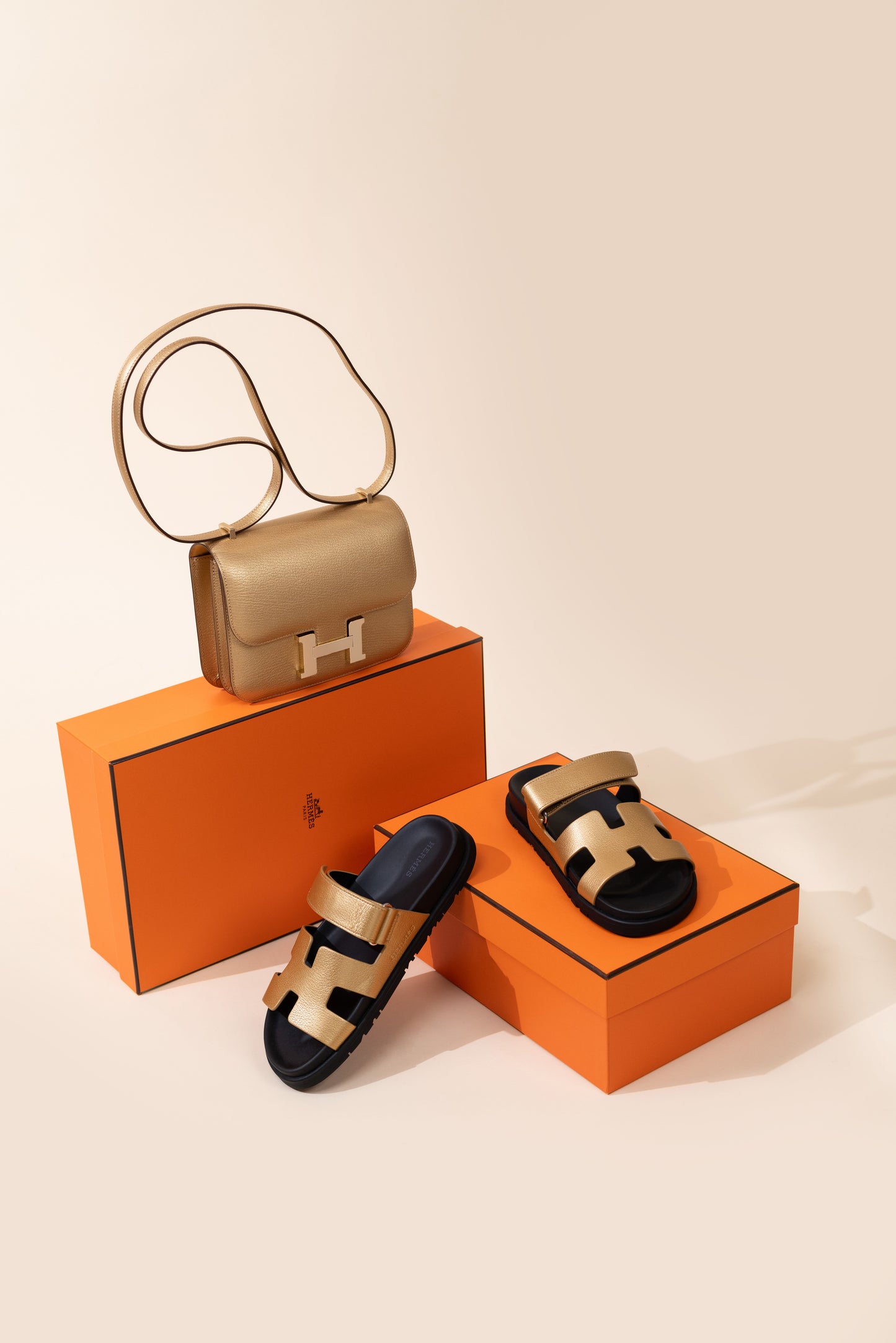 Hermès Mini Constance 18 in Goatskin Doré GHW
