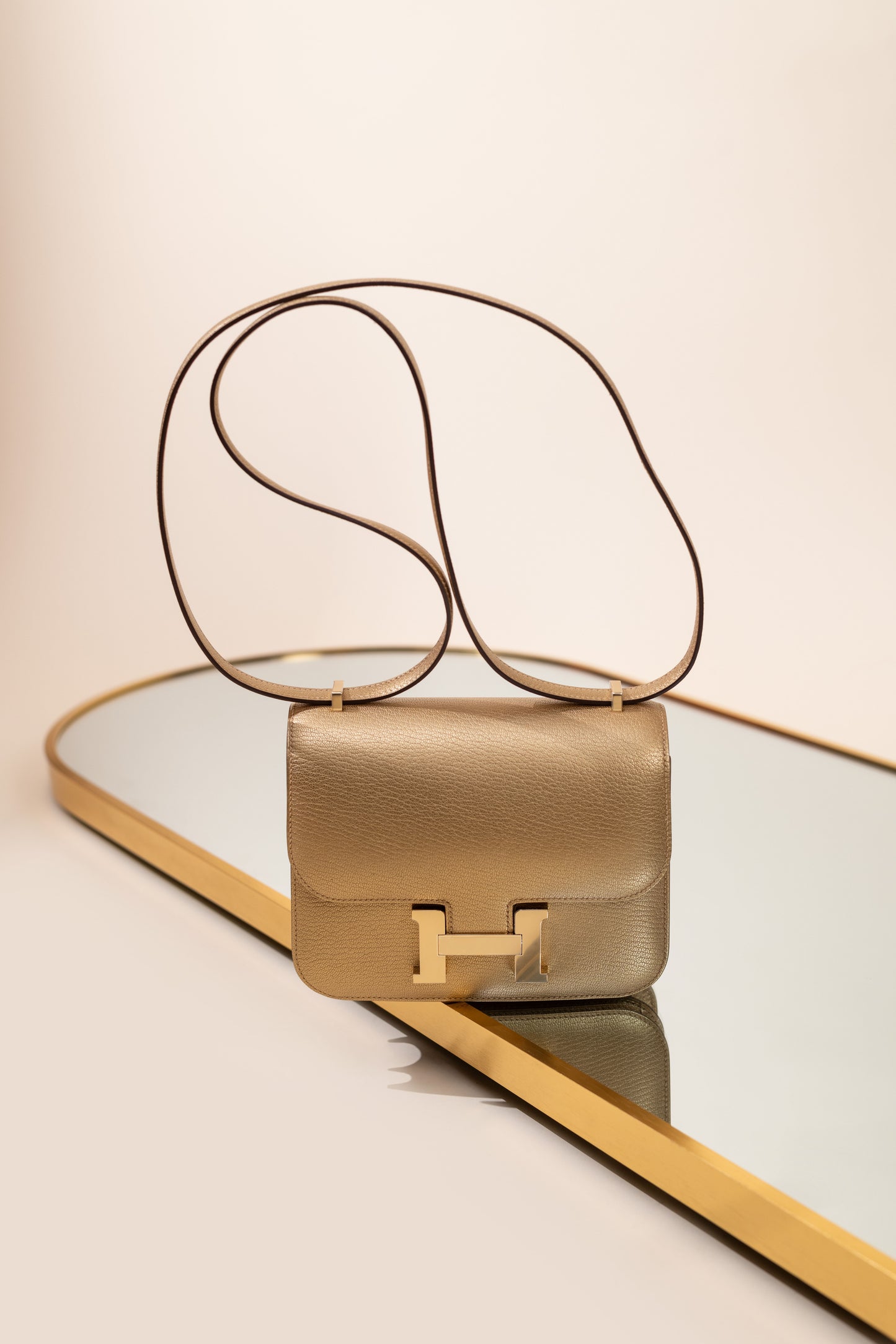 Hermès Mini Constance 18 in Goatskin Doré GHW