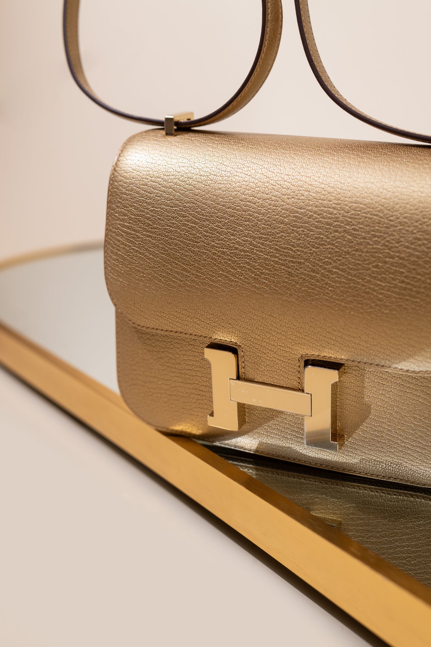 Hermès Mini Constance 18 in Goatskin Doré GHW