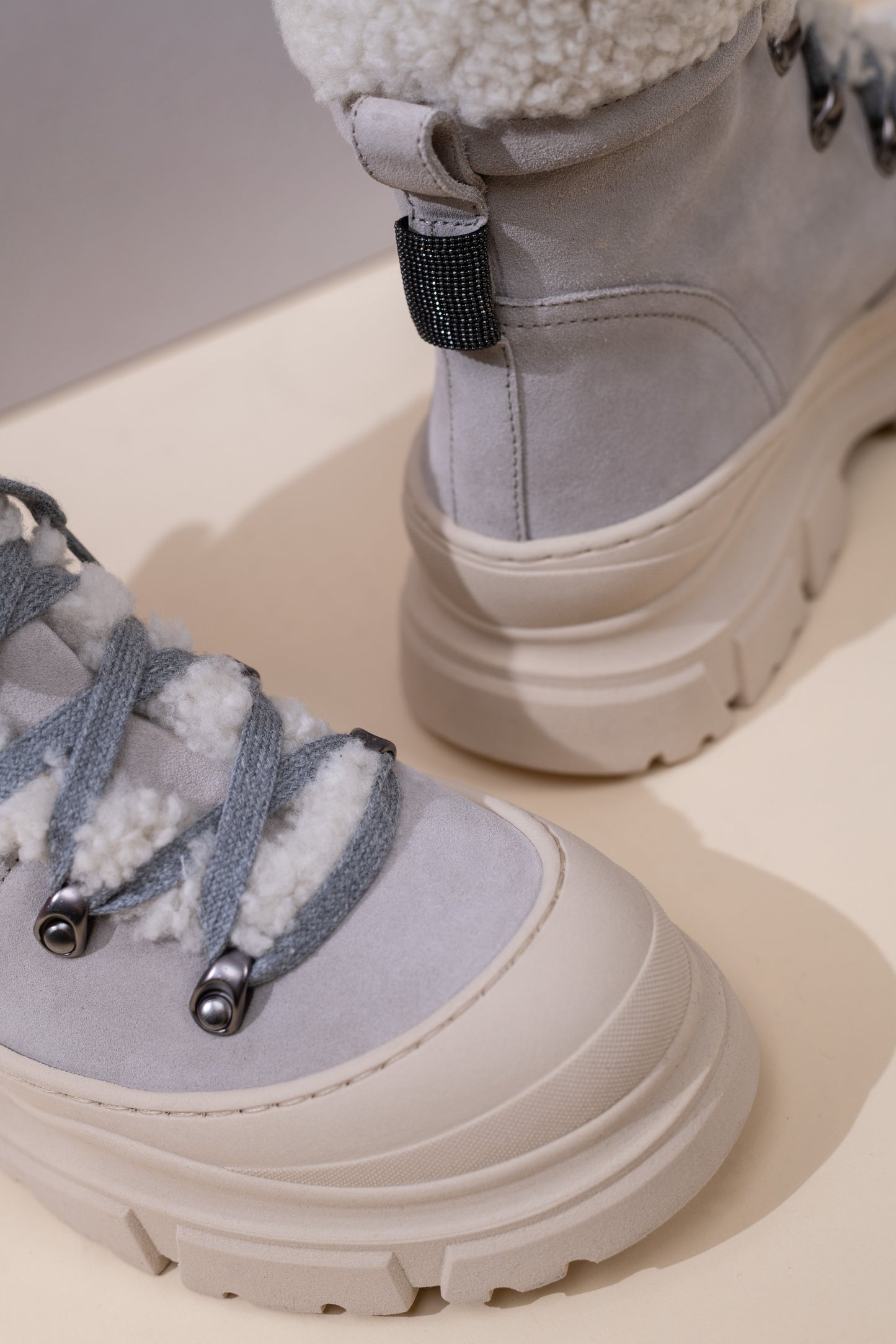 Brunello Cucinelli Suede & Shearling Ankle Boots