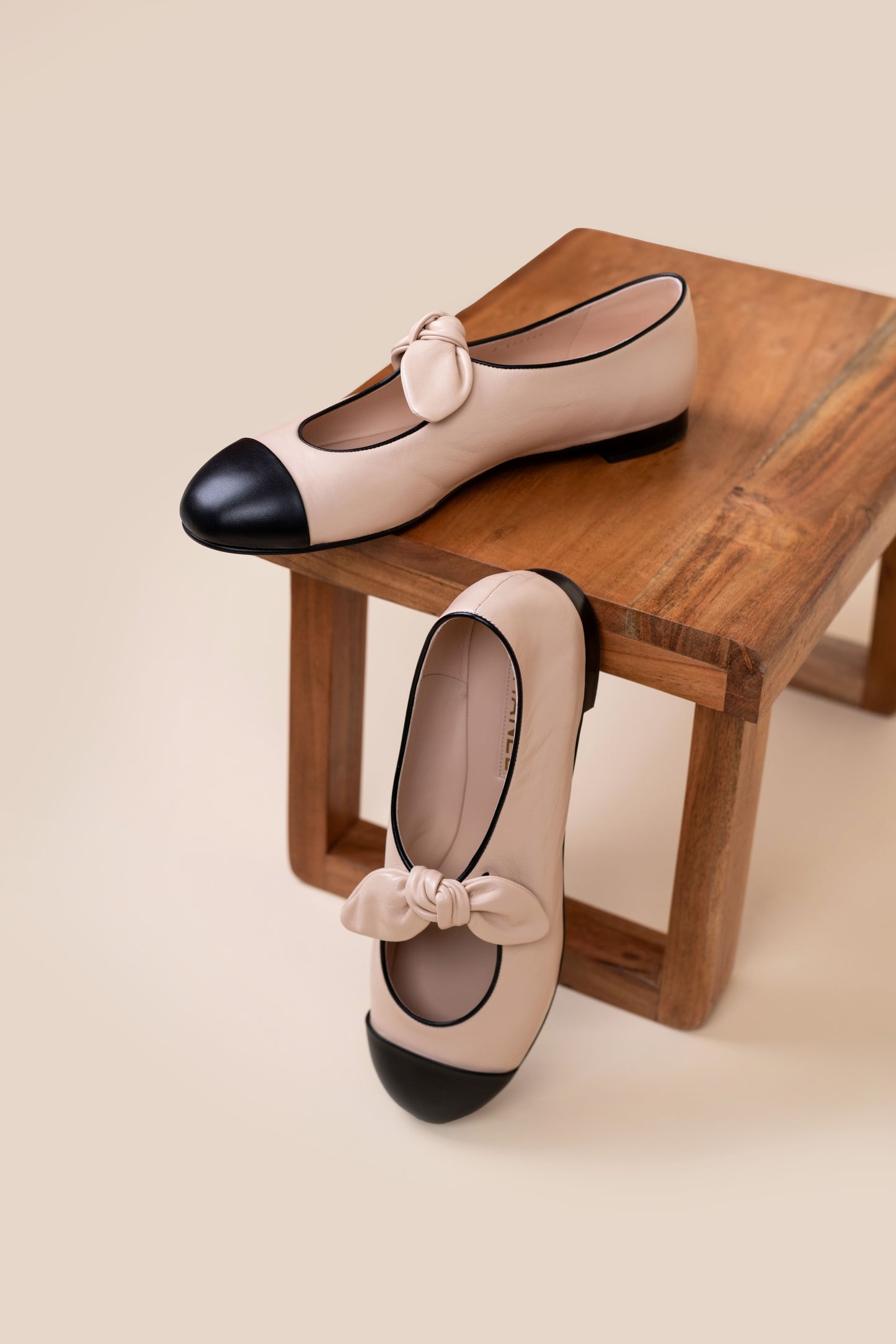 Chanel - Beige/Black Mary Janes