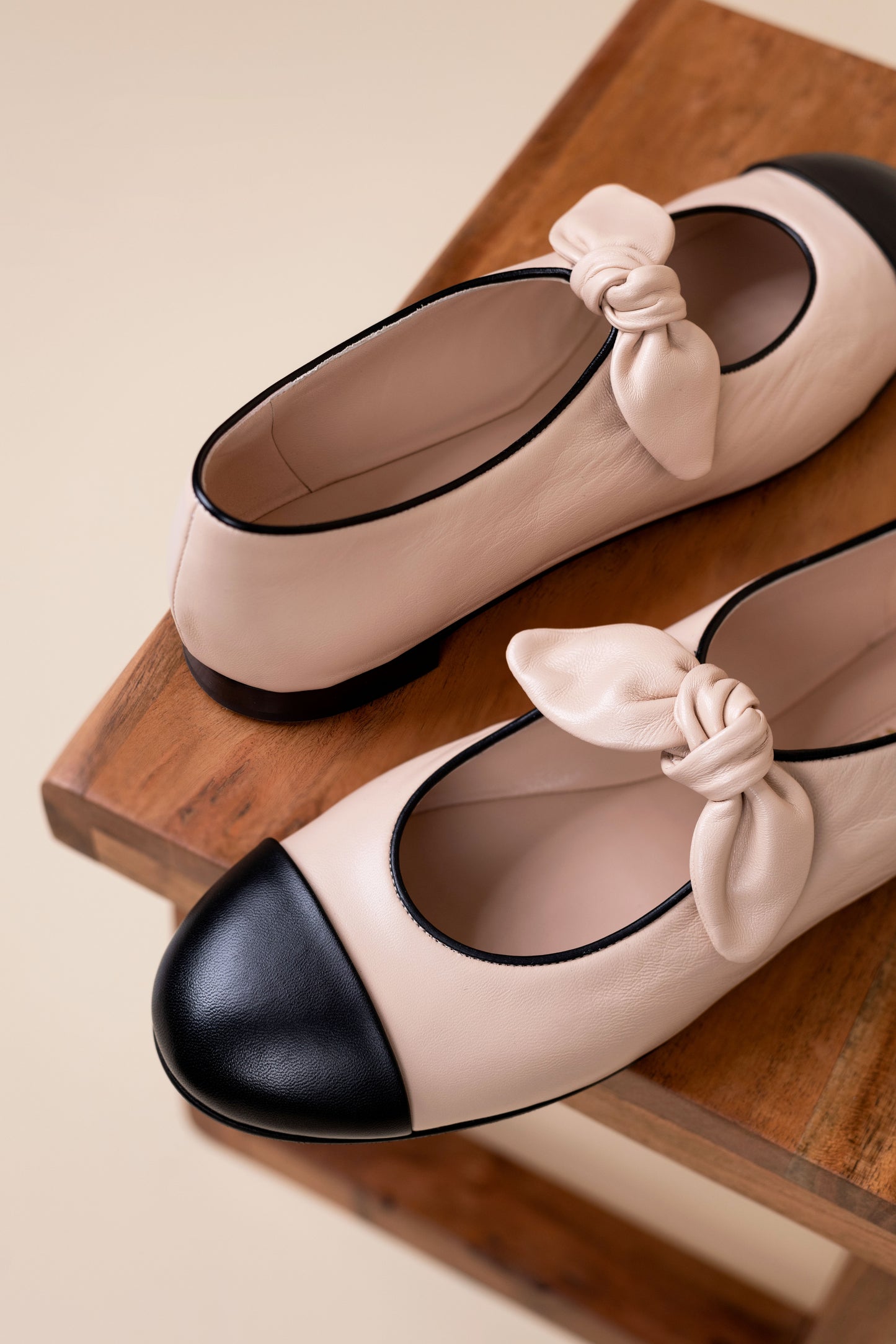 Chanel - Beige/Black Mary Janes