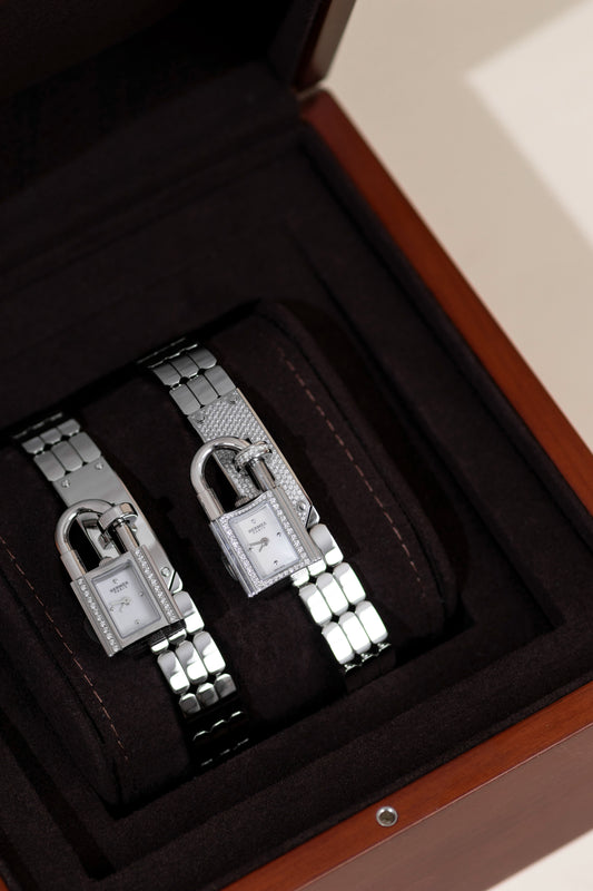 Hermès Kelly Watch Steel Bracelet with Diamonds
