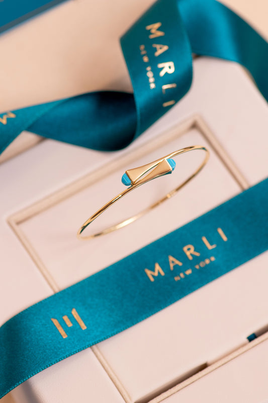 Marli Cleo Bangle in Yellow Gold/Turquoise