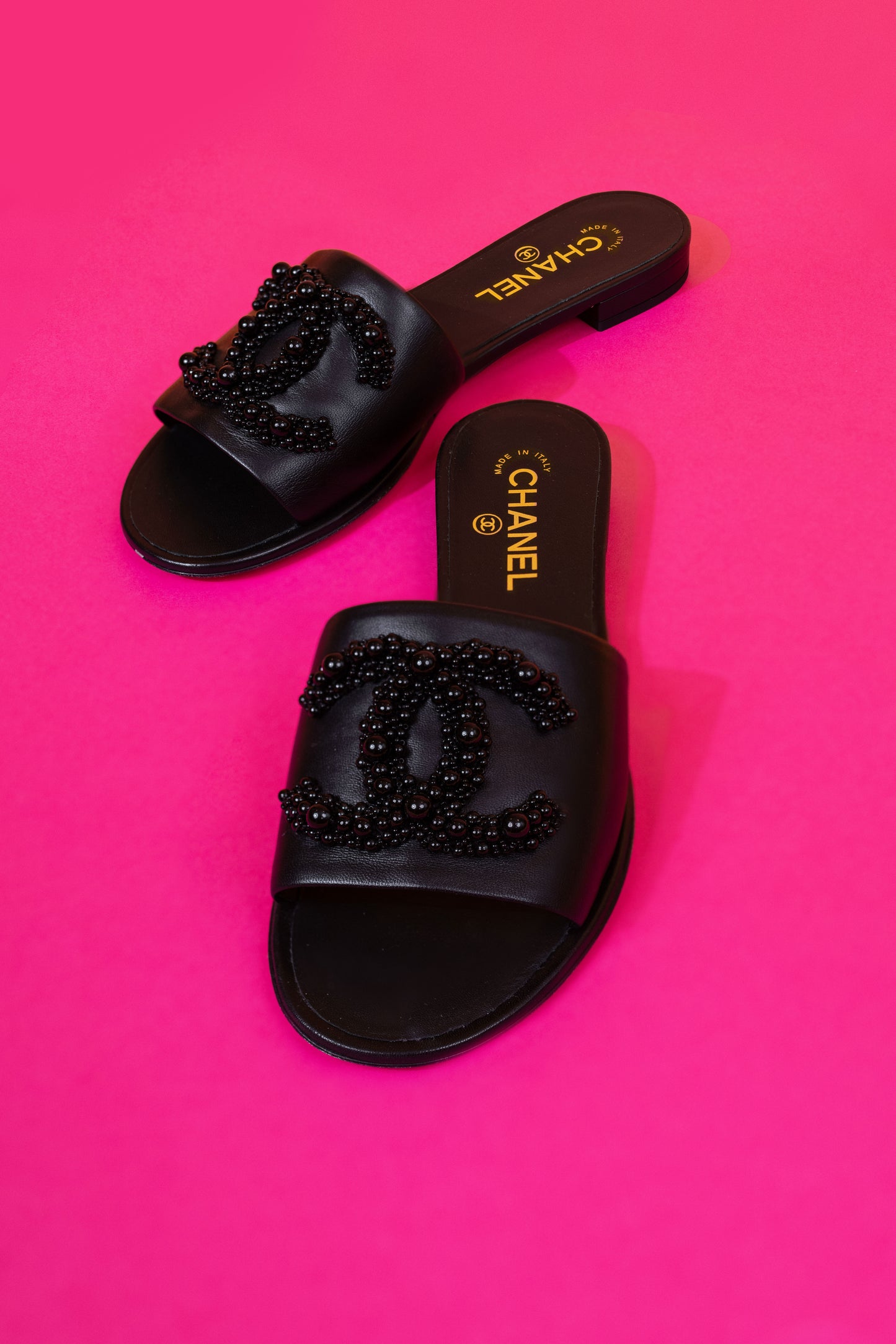 Chanel Black Pearl Sandals