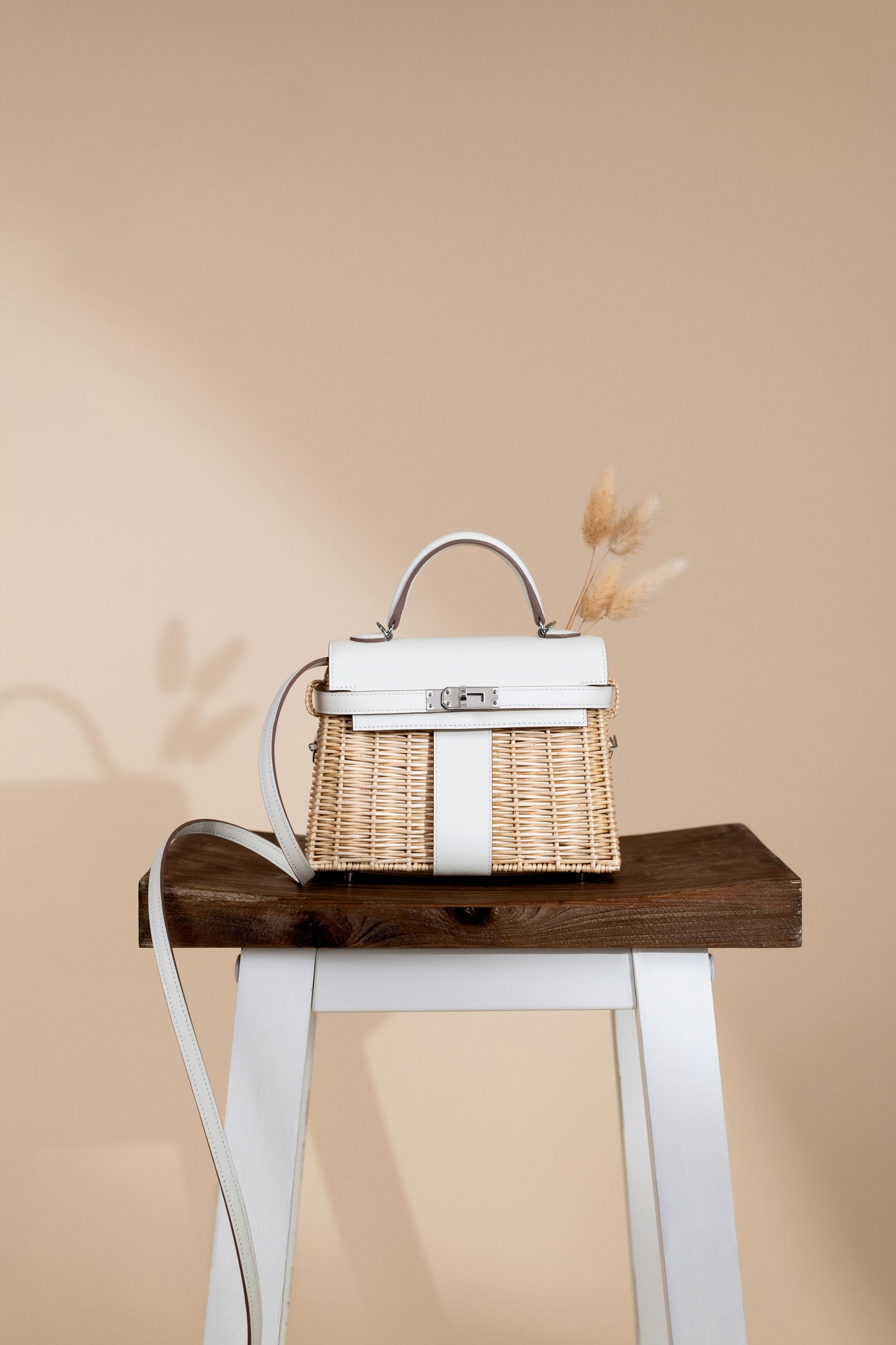 Hermès Kelly Picnic Wicker Swift in Naturel/Mushroom PHW