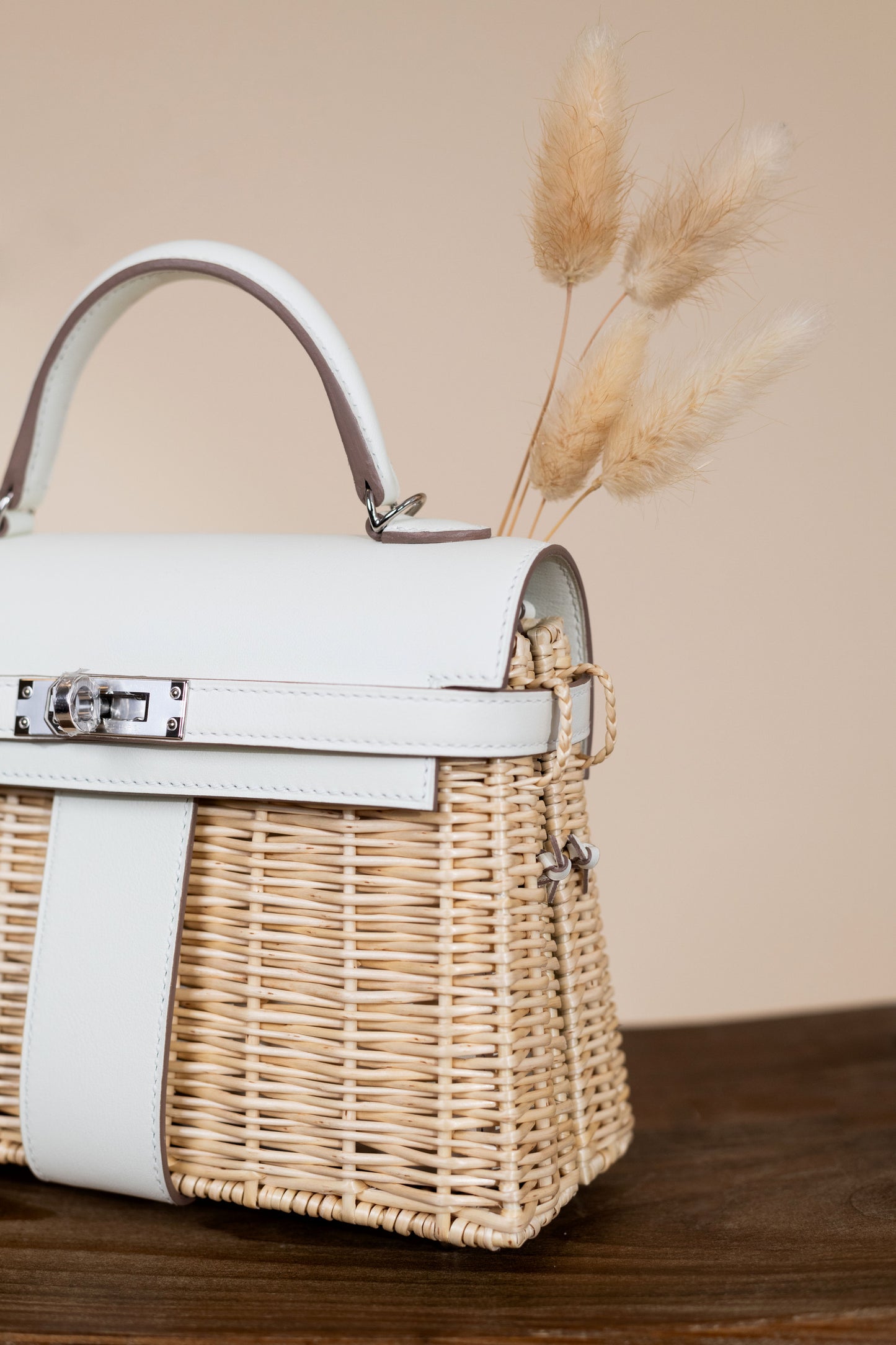 Hermès Kelly Picnic Wicker Swift in Naturel/Mushroom PHW
