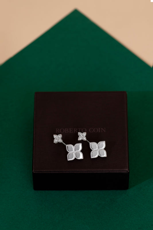 Roberto Coin Princess Flower White Gold Earrings