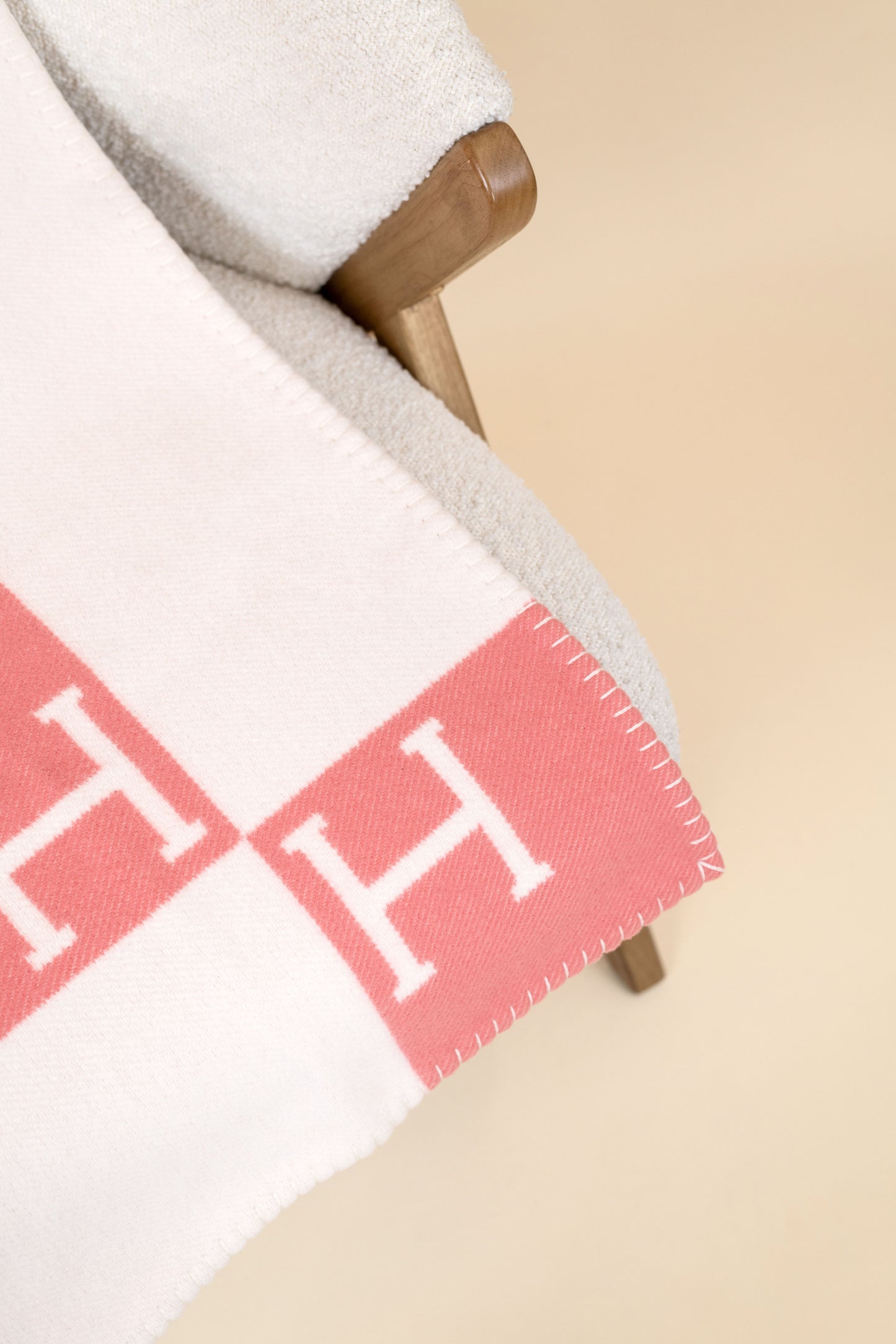 Hermès Avalon Baby Blanket in Rose Airelle/White