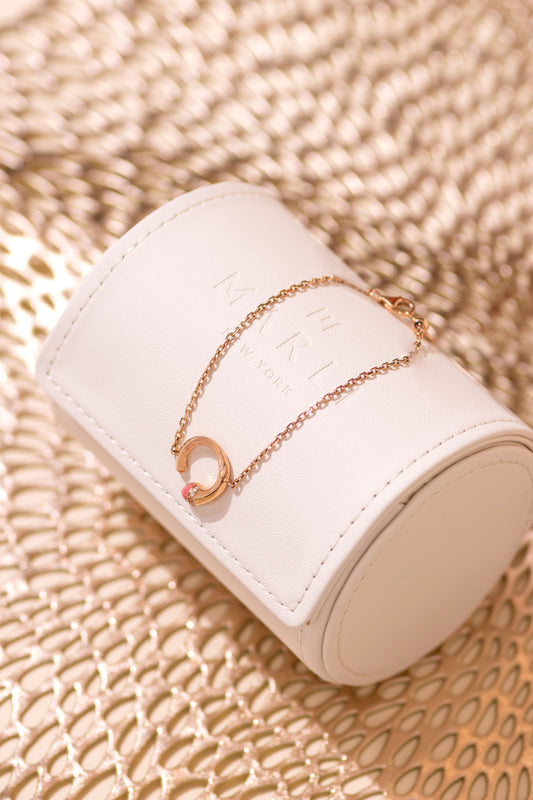 Marli Cleo Bracelet Rose Gold Diamond/Pink Opal