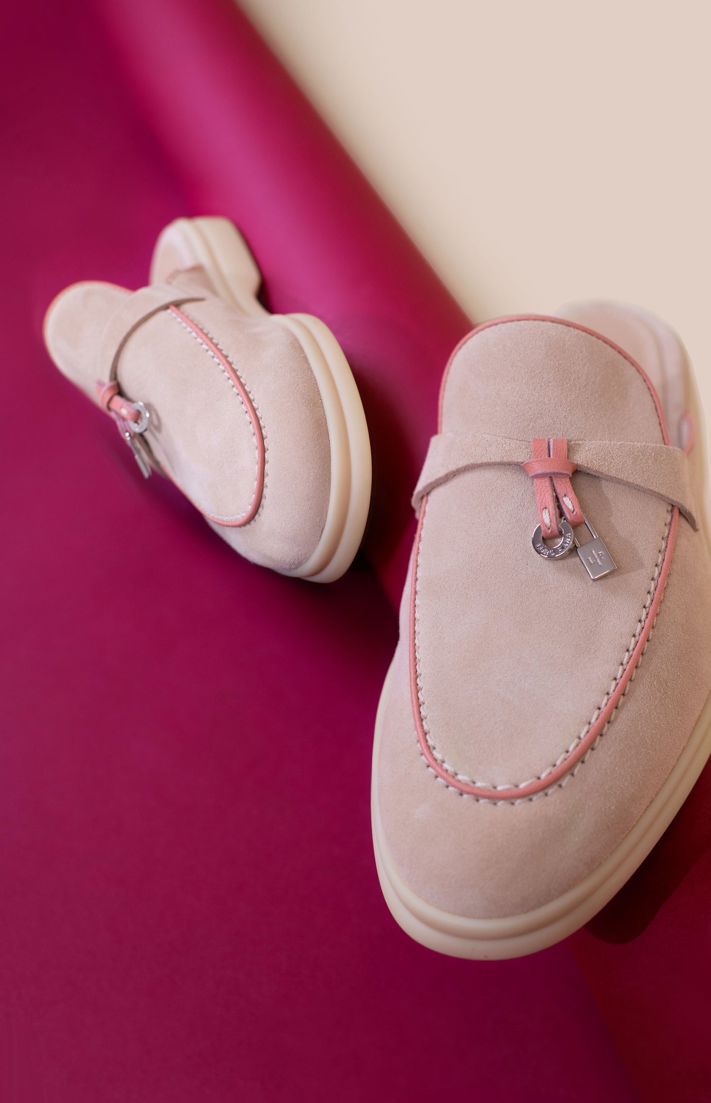 Loro Piana Babouche Loafers in Pink Sand & Peanut Butter
