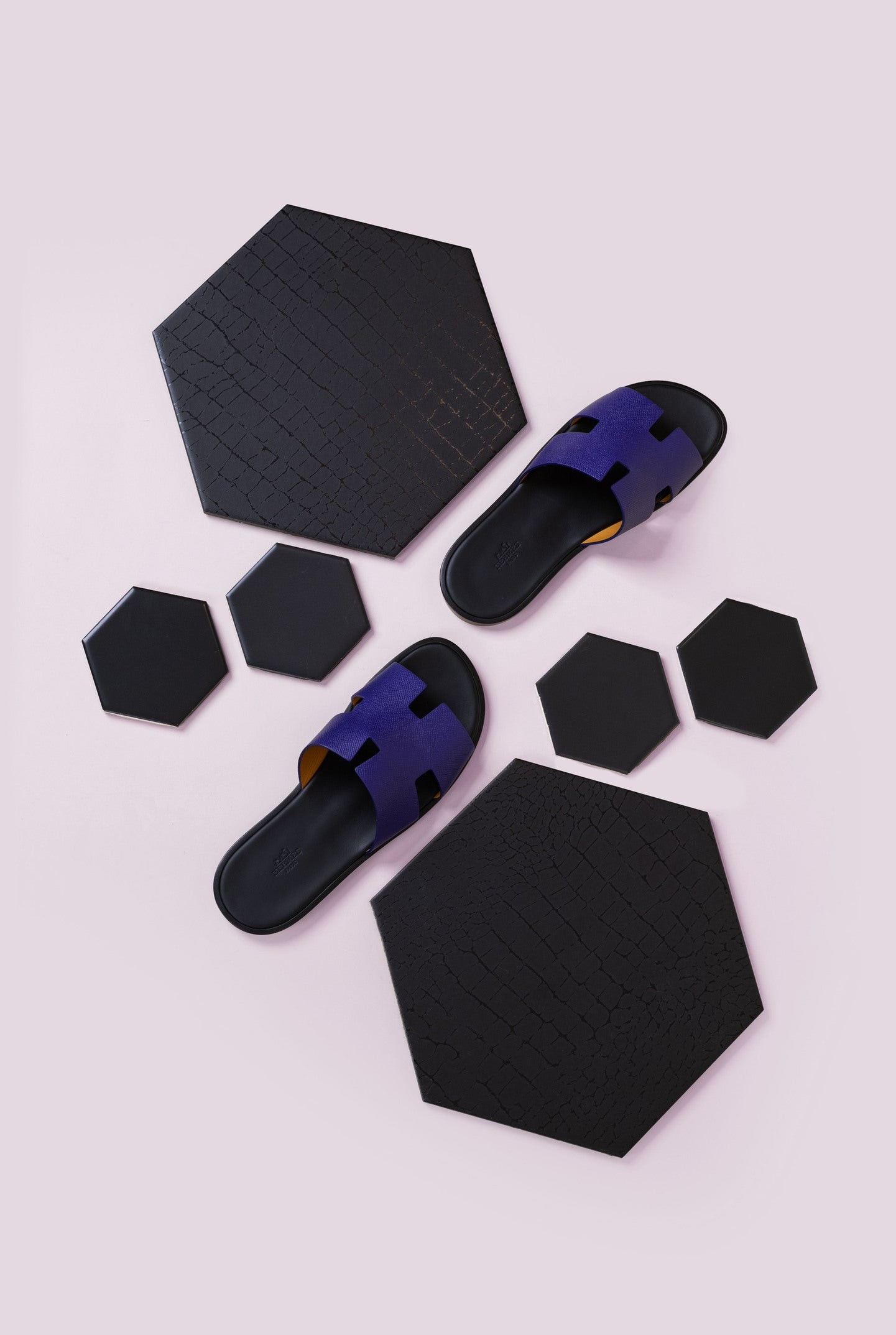 Hermès Izmir Epsom Sandals in Blue Encre