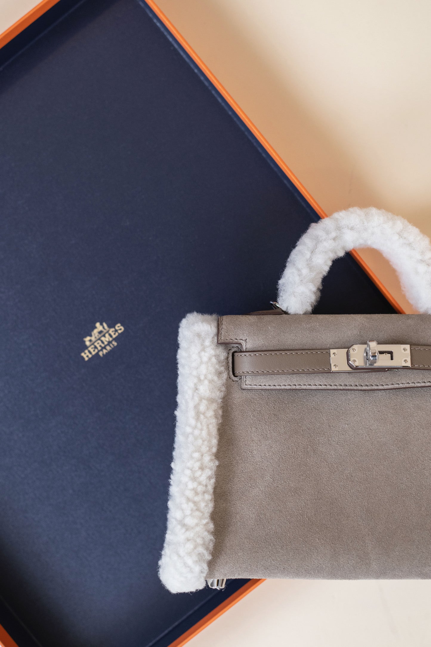 Hermès Mini Kelly 20 "Teddy" Gris Caillou PHW