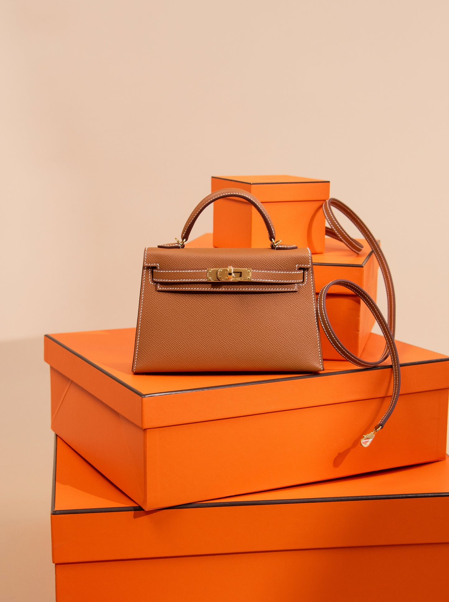 Hermès Mini Kelly Epsom Gold with PHW & GHW