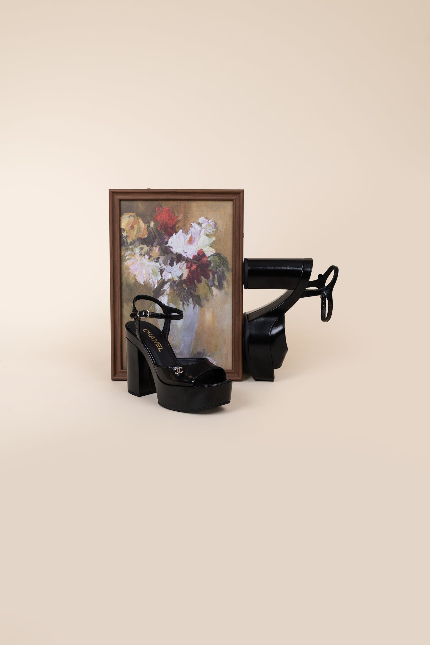 Chanel Black Platform Sandals