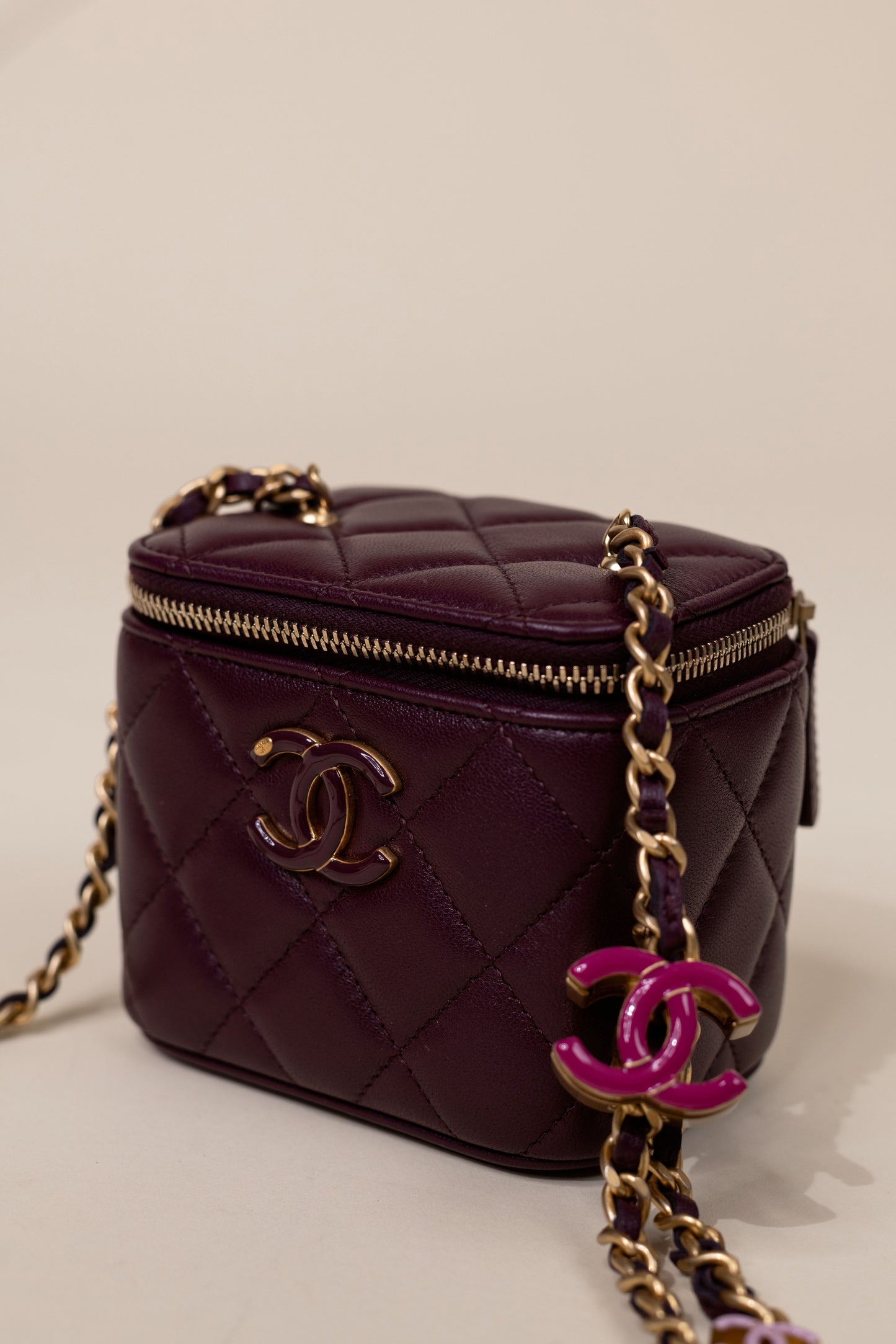 Chanel Small Burgundy CC Vanity with Chain