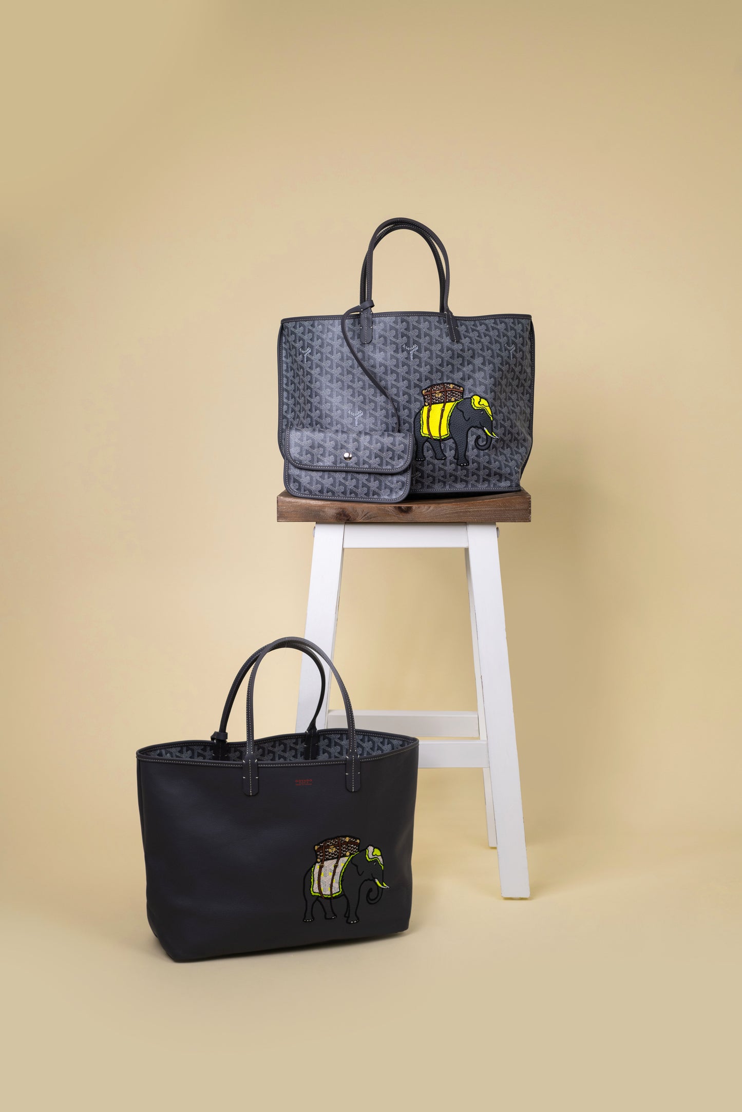 Goyard Grey PM Anjou Reversible Elephant Tote