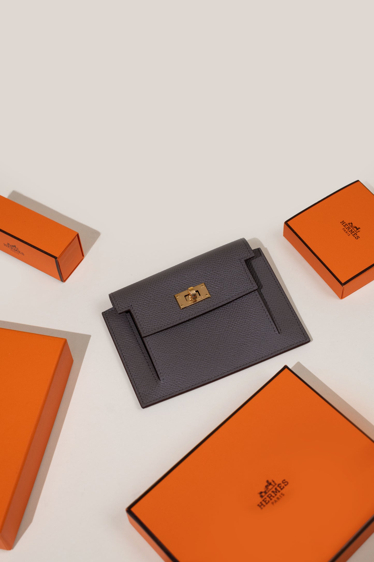 Hermès Kelly Pocket Card Holder in Etain