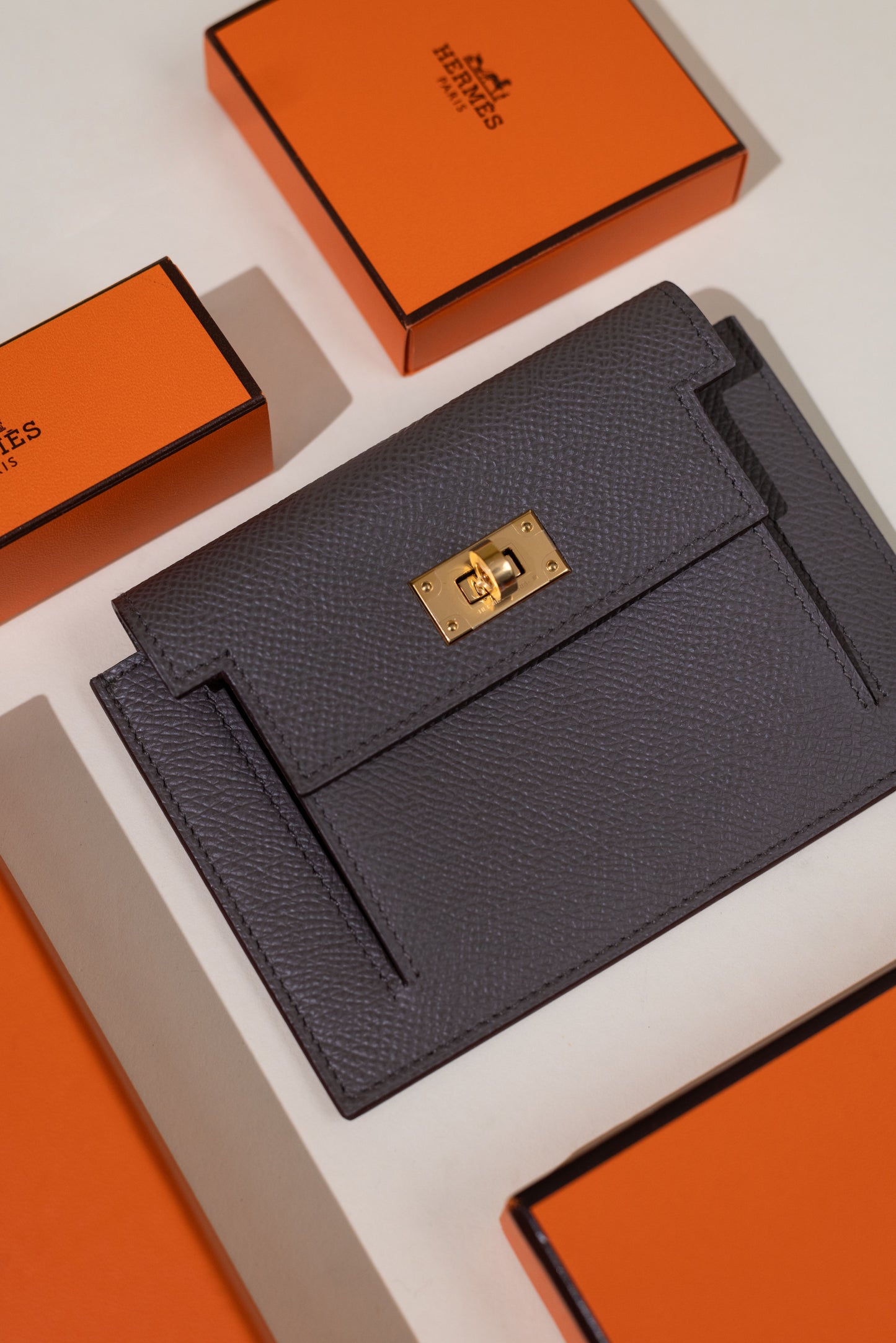 Hermès Kelly Pocket Card Holder in Etain
