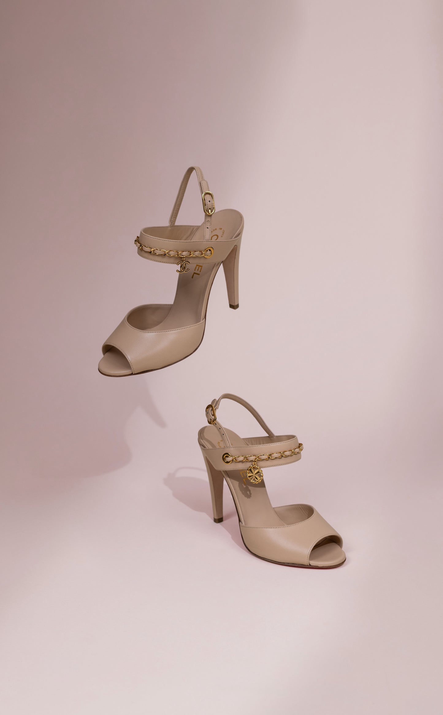 Chanel Beige CC Chain Sandals
