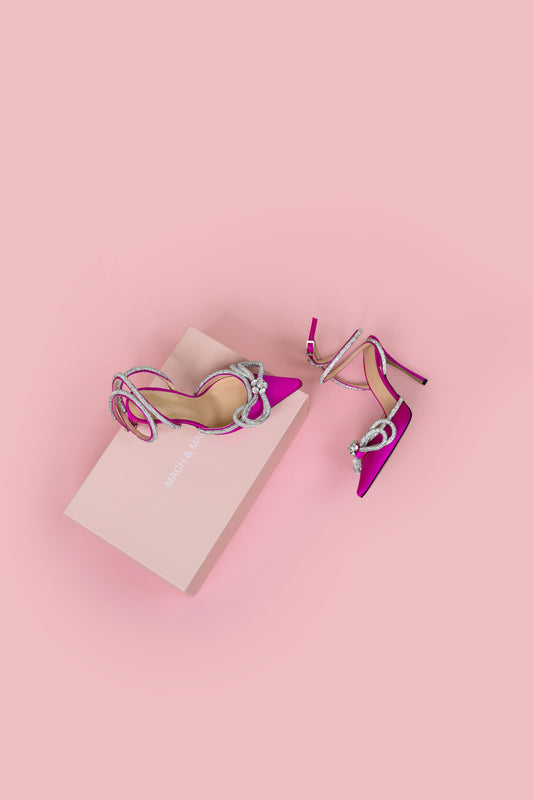 Mach & Mach Double Bow Pumps in Fuchsia