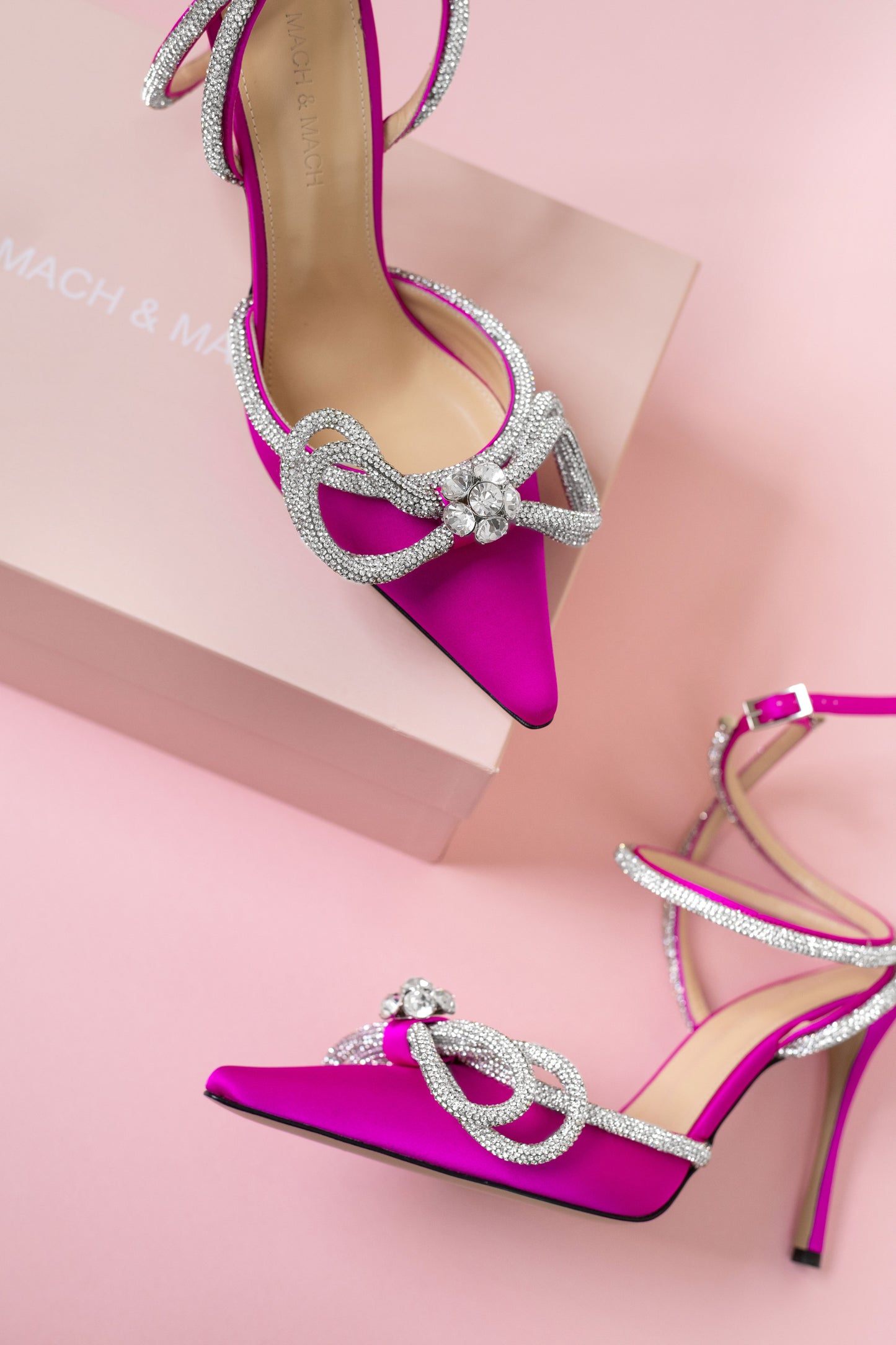Mach & Mach Double Bow Pumps in Fuchsia