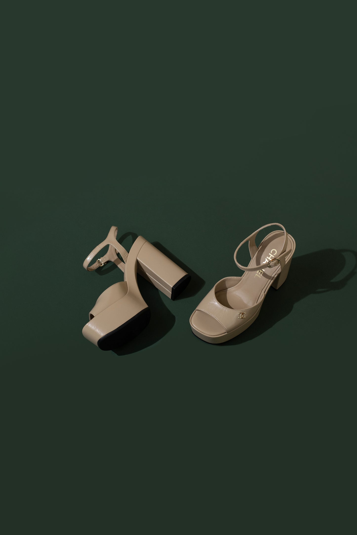 Chanel Beige Platform Sandals