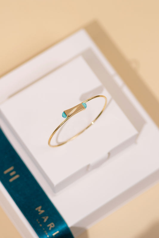 Marli Cleo Bangle in Yellow Gold/Blue Chalcedony